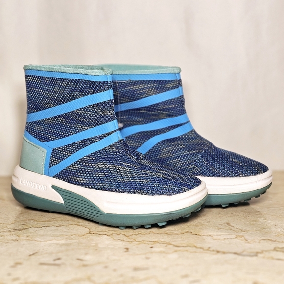 Lands' End Girls Blue Lightweight Mesh Slip-on Boots Youth Size 1 - Picture 3 of 8